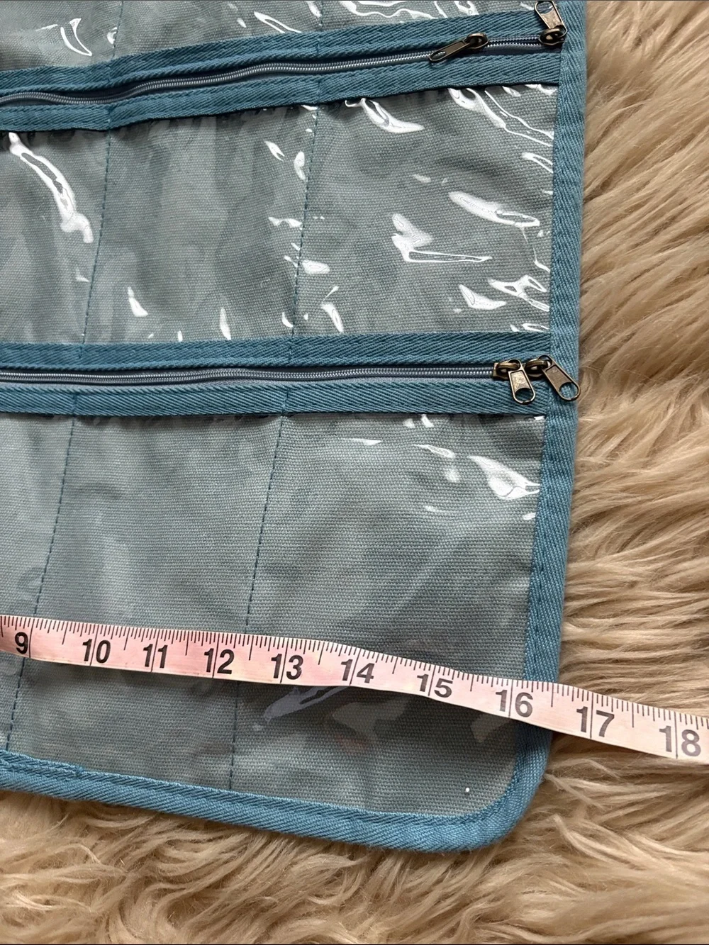 Light Blue Hanging Clear Pocket Organizer - Home Storage